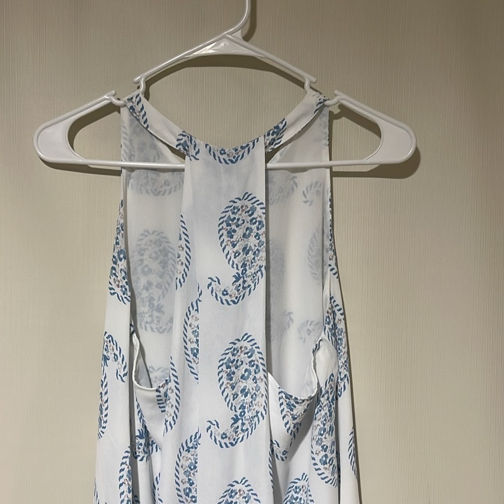 New Without Tags LOFT White and Blue Patterned Tank Blouse Size Small - Picture 6 of 9